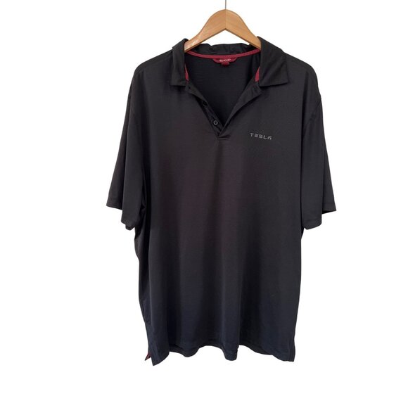 Men's TESLA black s/s polo shirt size XL - Picture 3 of 8